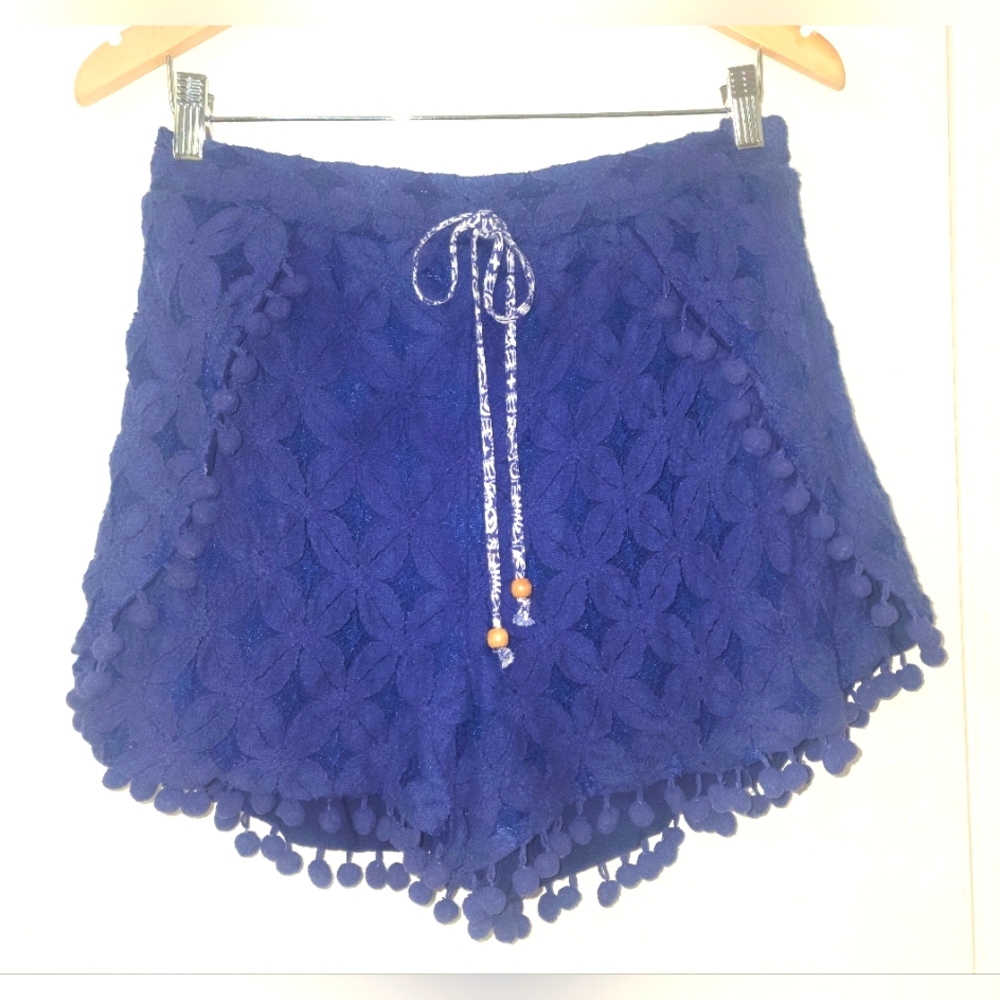 Xhilaration sizeXXL Blue Pom Pom Shorts Drawstring Lacey Short Shorts 💙 These!!